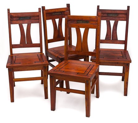 Art Nouveau Mahogany Chairs, 1890s, Set of 4-JCN-1720895