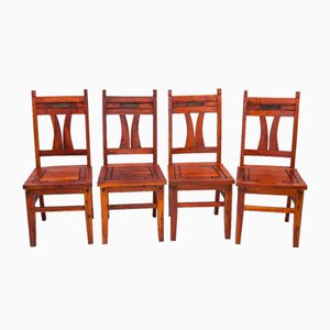 Art Nouveau Mahogany Chairs, 1890s, Set of 4-JCN-1720895