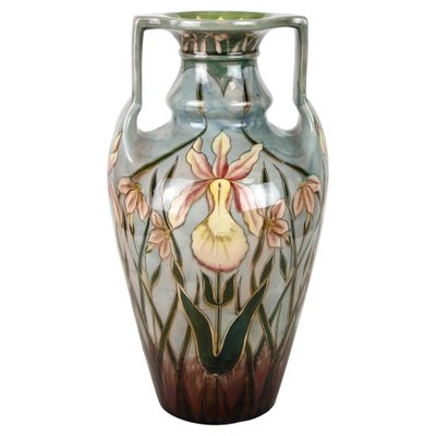 Art Nouveau Majolica Vase by Gerbing & Stephan, Bohemia, 1910s-TQA-1321910