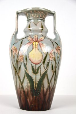 Art Nouveau Majolica Vase by Gerbing & Stephan, Bohemia, 1910s-TQA-1321910