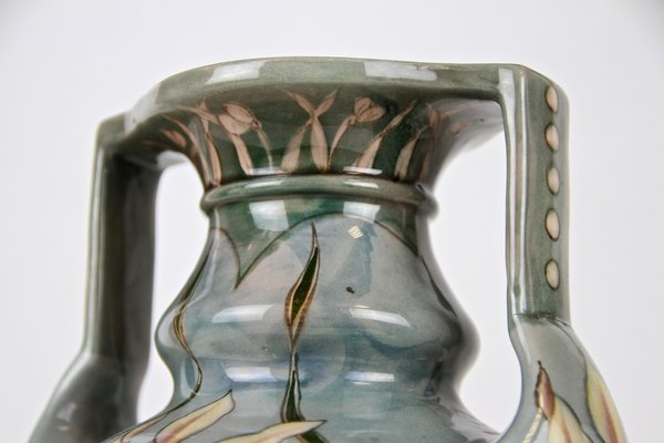 Art Nouveau Majolica Vase by Gerbing & Stephan, Bohemia, 1910s-TQA-1321910