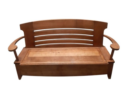 Art Nouveau Minimalist Oak Bench, 1900s-ES-753933