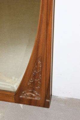 Art Nouveau Mirror in Walnut with Holly Leaf Motif, 1900s-BCR-1347793