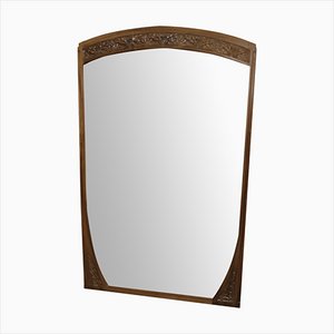 Art Nouveau Mirror in Walnut with Holly Leaf Motif, 1900s-BCR-1347793