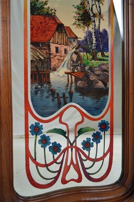 Art Nouveau Mirror with Bucolic Painted Scene, 1900s-XNH-1017692