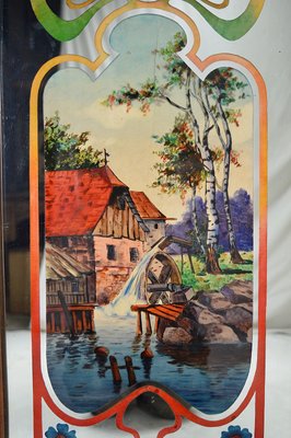 Art Nouveau Mirror with Bucolic Painted Scene, 1900s-XNH-1017692