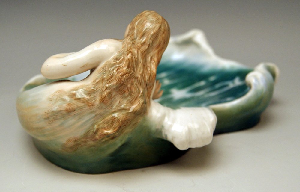 Art Nouveau Model Q 169 Bowl with Figurine by Julius Konrad Hentschel for Meissen, 1900s