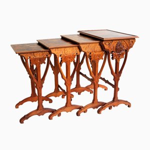 Art Nouveau Nesting Tables in Walnut by Emile Galle Thistle, 1905, Set of 4-WIP-1730482