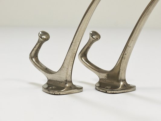 Art Nouveau Nickel Wall Hooks from Adolf Loos, Vienna, 1916, Set of 2-MWV-1813272