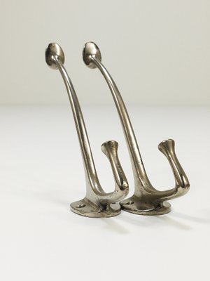 Art Nouveau Nickel Wall Hooks from Adolf Loos, Vienna, 1916, Set of 2-MWV-1813272