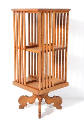 Art Nouveau Oak Judgendstil Revolving Bookcase, 1900s-MY-1820988