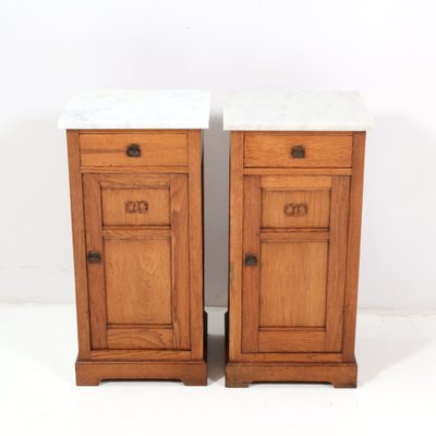 Art Nouveau Oak Jugendstil Nightstands, 1890s, Set of 2-MY-1451593