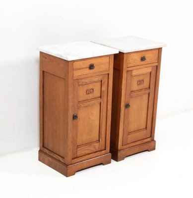 Art Nouveau Oak Jugendstil Nightstands, 1890s, Set of 2-MY-1451593