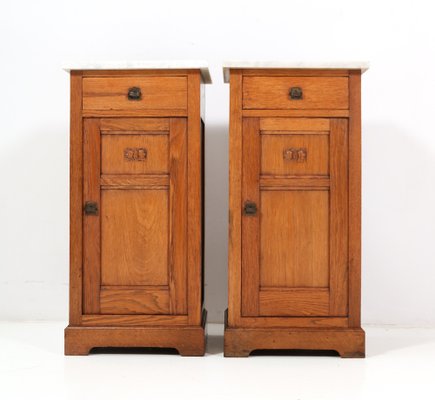 Art Nouveau Oak Jugendstil Nightstands, 1890s, Set of 2-MY-1451593