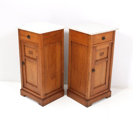 Art Nouveau Oak Jugendstil Nightstands, 1890s, Set of 2-MY-1451593