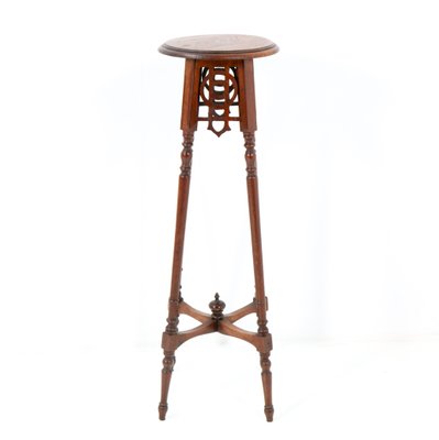 Art Nouveau Oak Pedestal Table or Plant Stand, 1900s-MY-1344354