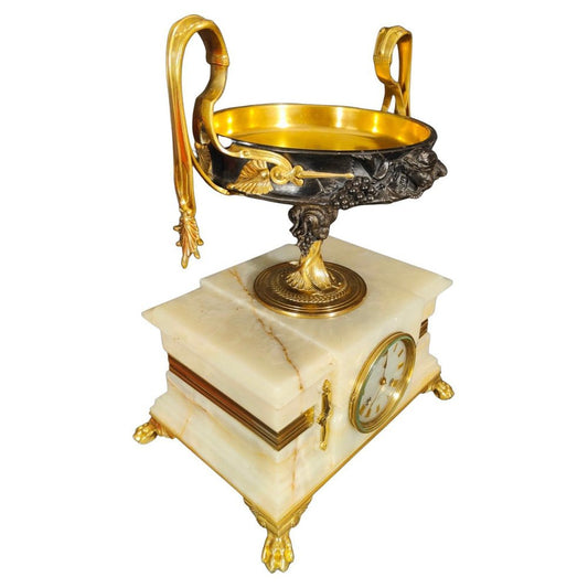 Art Nouveau Onyx Barbedienne Clock, 19th Century