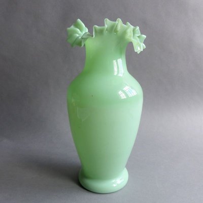 Art Nouveau Opal Glass Vase with Wavy Rim, 1900s-WK-743697