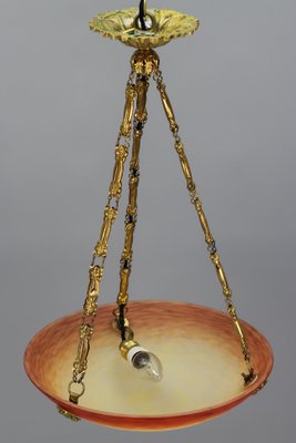 Art Nouveau Pate de Verre Glass Bowl Pendant Light by Charles Schneider, 1920s-KEG-1179939