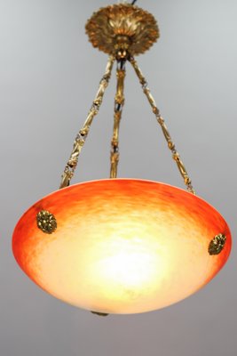 Art Nouveau Pate de Verre Glass Bowl Pendant Light by Charles Schneider, 1920s-KEG-1179939