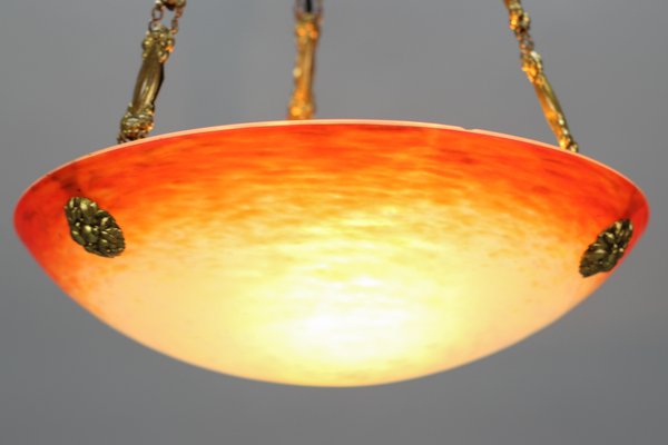 Art Nouveau Pate de Verre Glass Bowl Pendant Light by Charles Schneider, 1920s-KEG-1179939