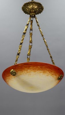 Art Nouveau Pate de Verre Glass Bowl Pendant Light by Charles Schneider, 1920s-KEG-1179939