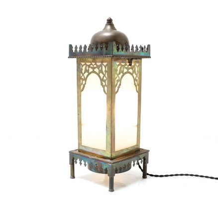 Art Nouveau Patinated Brass Arts & Craft Table Lamp, 1900s-MY-1332912