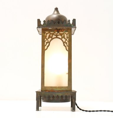 Art Nouveau Patinated Brass Arts & Craft Table Lamp, 1900s-MY-1332912