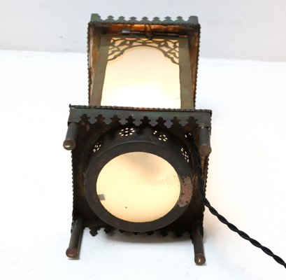 Art Nouveau Patinated Brass Arts & Craft Table Lamp, 1900s-MY-1332912