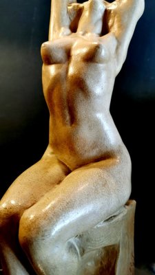 Art Nouveau Patinated Plaster of Paris Sculpture by Joseph Zomers, Belgium-QRS-960897