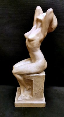 Art Nouveau Patinated Plaster of Paris Sculpture by Joseph Zomers, Belgium-QRS-960897