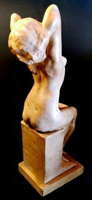 Art Nouveau Patinated Plaster of Paris Sculpture by Joseph Zomers, Belgium-QRS-960897