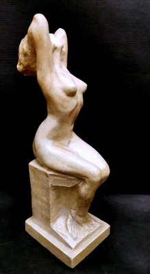 Art Nouveau Patinated Plaster of Paris Sculpture by Joseph Zomers, Belgium-QRS-960897