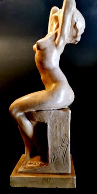 Art Nouveau Patinated Plaster of Paris Sculpture by Joseph Zomers, Belgium-QRS-960897