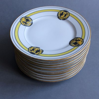 Art Nouveau Porcelain Plates with Oriental Scene from Limoges, Set of 10-WK-738209