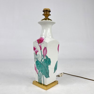 Art Nouveau Porcelain Table Lamp with Hand-Painted Flowers, 1960s-RMX-1820953