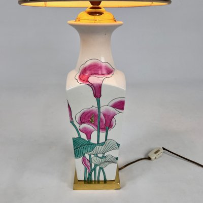 Art Nouveau Porcelain Table Lamp with Hand-Painted Flowers, 1960s-RMX-1820953