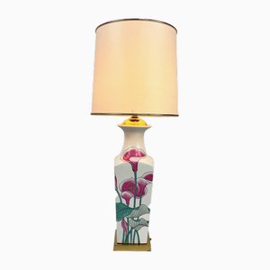 Art Nouveau Porcelain Table Lamp with Hand-Painted Flowers, 1960s-RMX-1820953