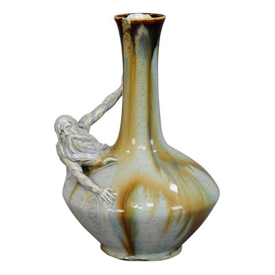 Art Nouveau Porcellain Vase with Neptun Sculpture, 1900s-KJP-1149156