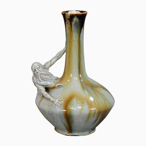 Art Nouveau Porcellain Vase with Neptun Sculpture, 1900s-KJP-1149156