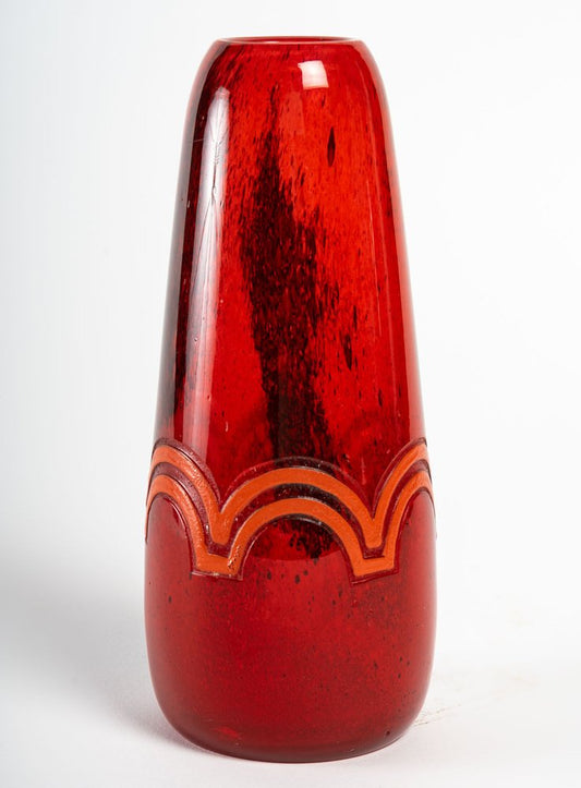 Art Nouveau Powdered Glass Vase from Legros