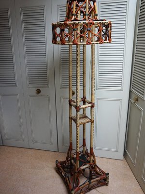 Art Nouveau Rattan Wicker Floor Lamp, 1890s-EA-1816408