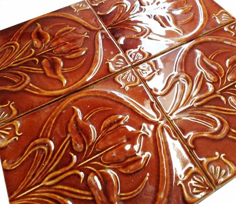 Art Nouveau Relief Tile, Morialmé, 1930s-VDW-952893