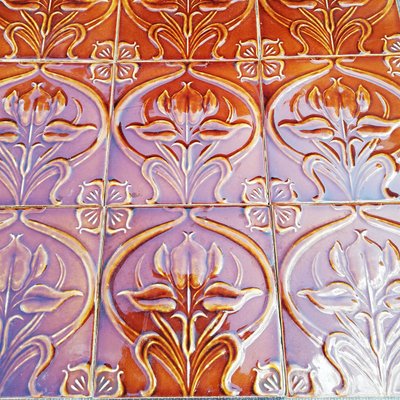 Art Nouveau Relief Tile, Morialmé, 1930s-VDW-952893