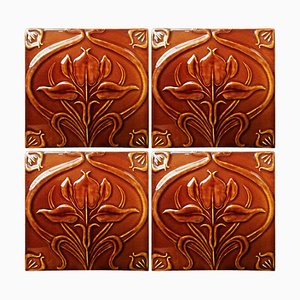 Art Nouveau Relief Tile, Morialmé, 1930s-VDW-952893