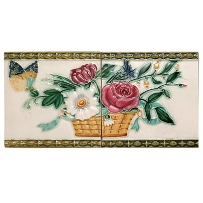 Art Nouveau Relief Tiles from Morialmé, 1900s, Set of 2-VDW-914538