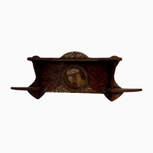 Art Nouveau Shelf in Mahogany & Leather, 1900s-OZS-1360244