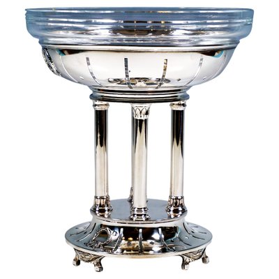 Art Nouveau Silver Centerpiece with Glass Bowl by F. Schlesinger, 1890s-EMT-2039411