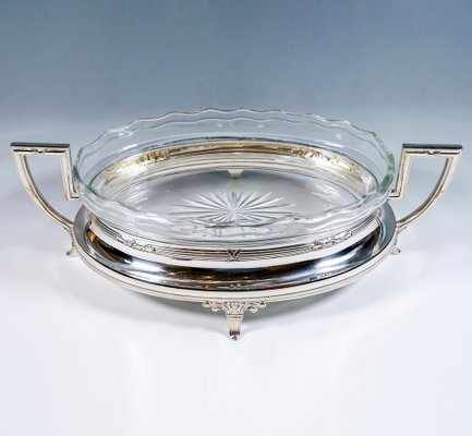 Art Nouveau Silver Jardinière with Waved Glass Liner, Germany, 1900s-EMT-1738112