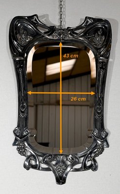 Art Nouveau Silver Metal Mirror, 1890s-RVK-1421591